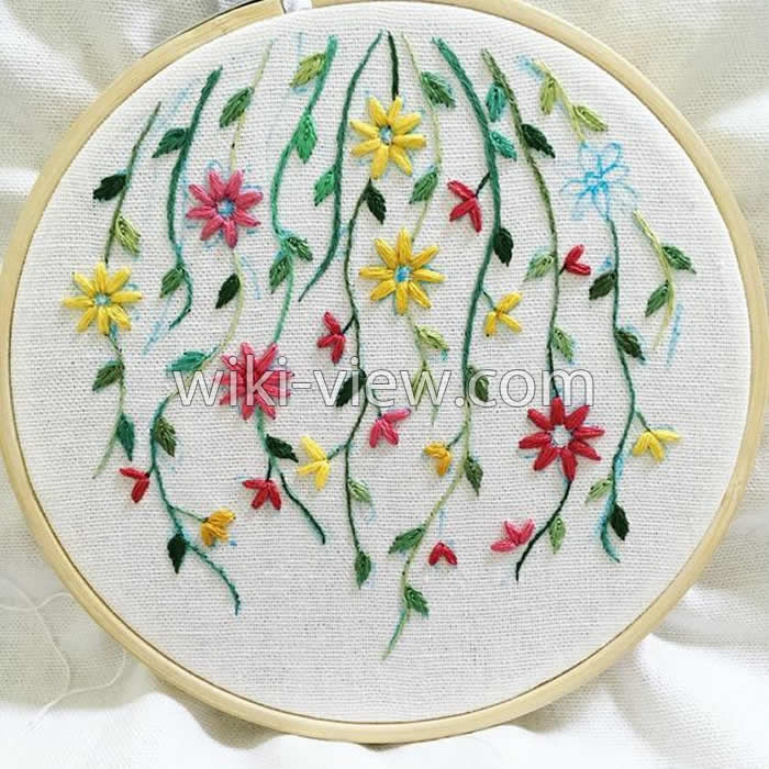 دوخت زنجیره / آموزش دوخت زنجیره ای / دوخت زنجیره تزئینی / دوخت زنجیره در گلدوزی / split stitch / توضیح دوخت زنجیره ای / عکس دوخت زنجیره ای / طرح زنجیره دوزی / آموزش دوخت زنجیره ای در گلدوزی نمونه طرح دوخته شده