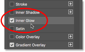 گزینه inner glow در فتوشاپ