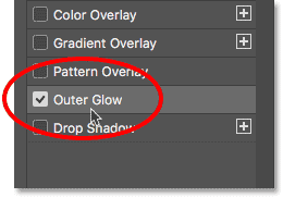 گزینه outer glow