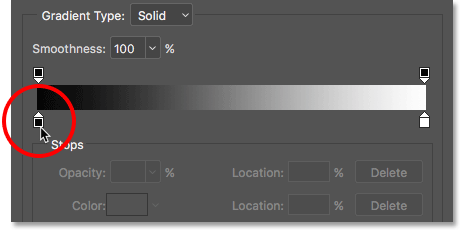 color stop در gradiant در فتوشاپ